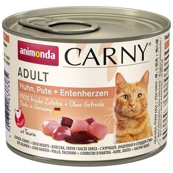 Animonda Cat Carny Adult Huhn, Pute & Entenherzen 12 x 200 g