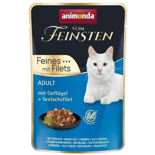 Animonda Cat Vom Feinsten Adult Feines mit Filets Geflügel & Seelachsfilet 18 x 85 g