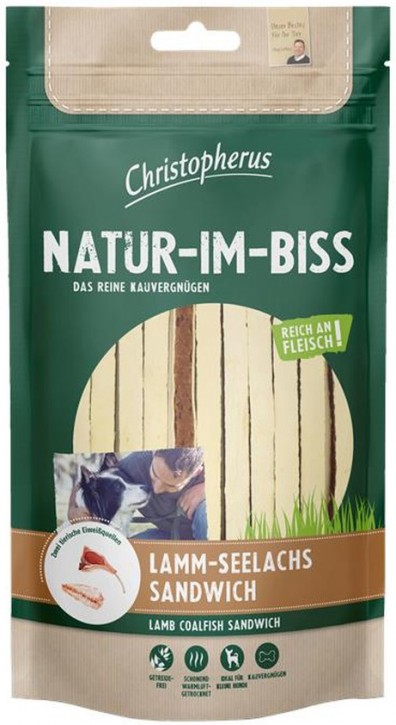 Christopherus Snack Natur im Biss Lamm Seelachs Sandwich 12 x 70 g