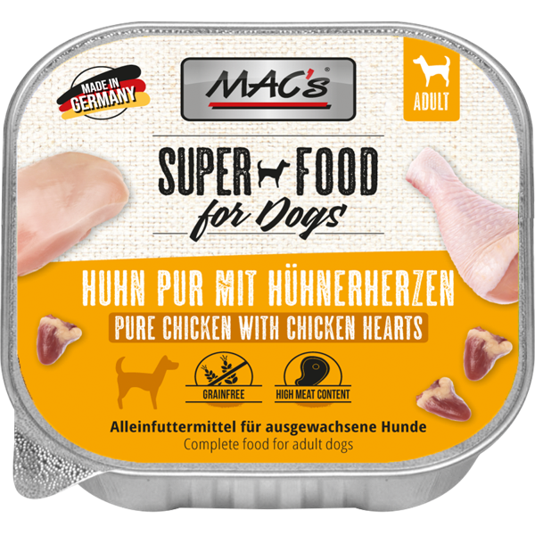 Macs Dog Huhn pur mit Hühnerherzen 10 x 150 g