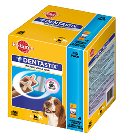 Pedigree Snack Dentastix Big Pack für mittelgroße Hunde 56 Stück