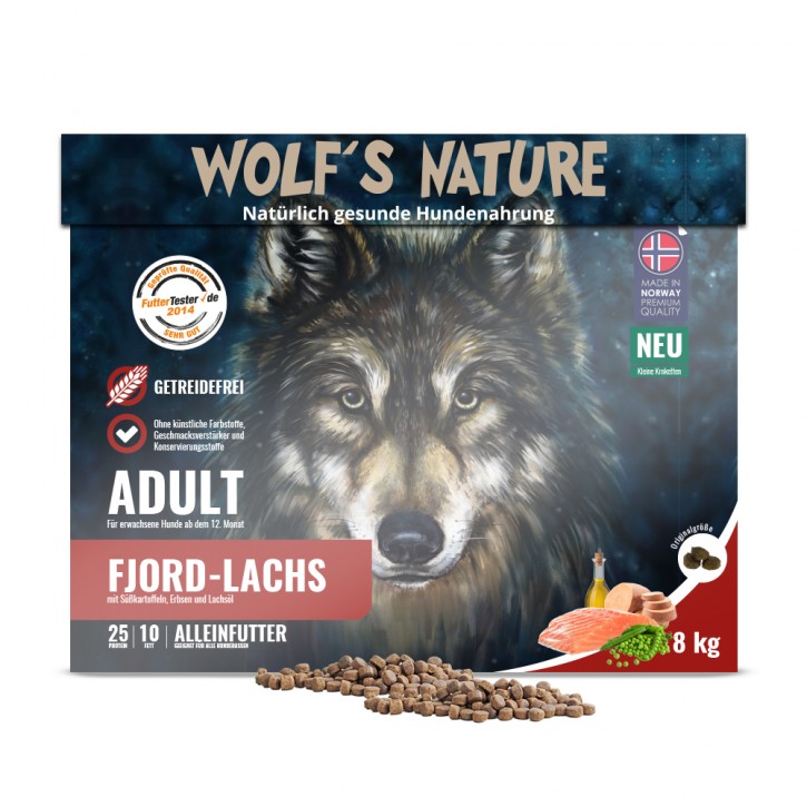 Wolfs Nature Adult Lachs kleine Krokette 8 kg