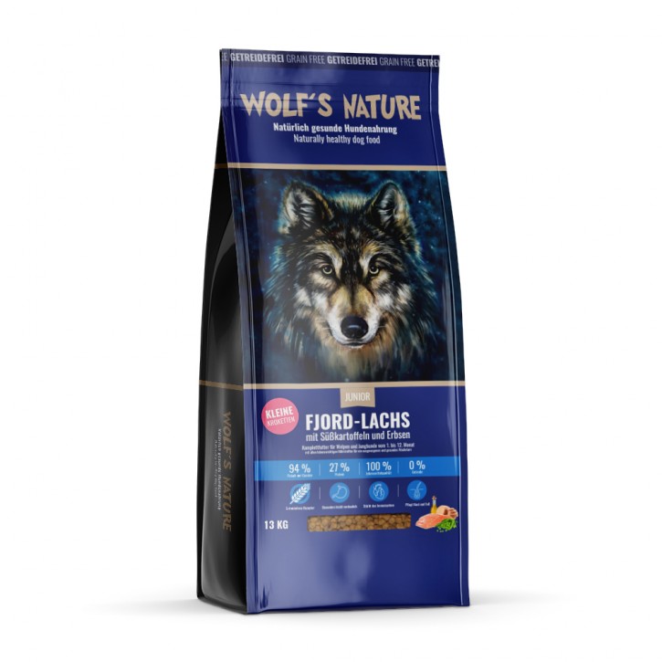 Wolfs Nature Junior mit Lachs 8 kg, 13 kg oder 20 kg