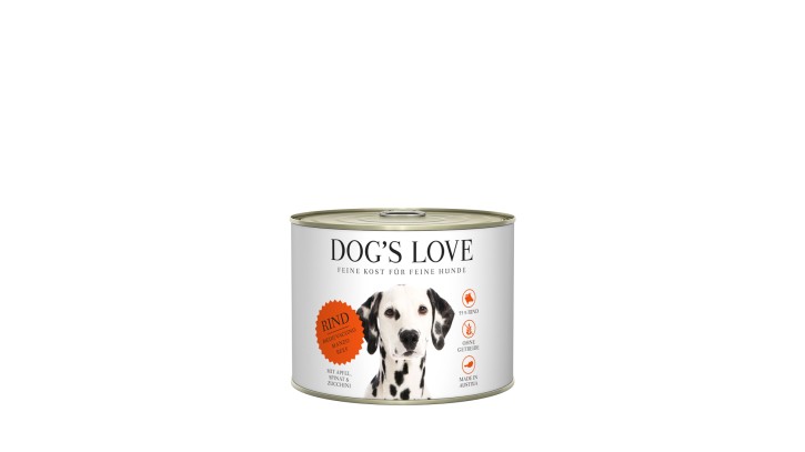 DOGS LOVE Rind mit Apfel, Spinat & Zucchini 6 x 200 g