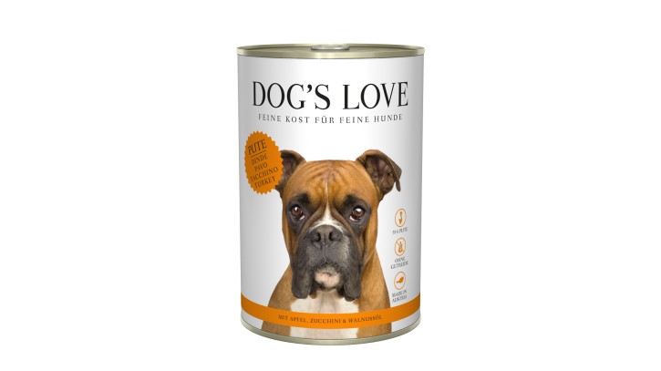 DOGS LOVE Pute mit Apfel, Zucchini & Walnussöl 6 x 400 g