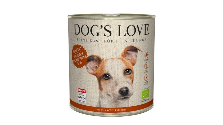 DOGS LOVE Bio Rind mit Bio-Naturreis & Bio-Apfel 200 g, 400 g oder 800 g