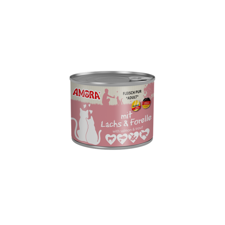 AMORA Cat Fleisch Pur Adult Lachs & Forelle 6 x 200 g