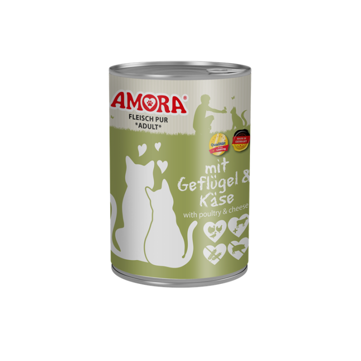 AMORA Cat Fleisch Pur Adult mit Geflügel & Käse 200 g oder 400 g