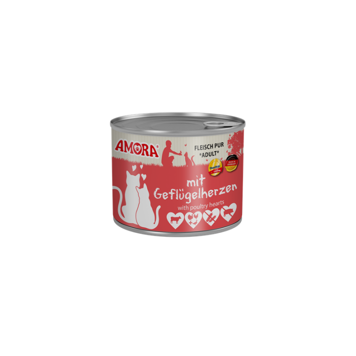 Amora Cat Fleisch Pur Adult mit Geflügelherzen 6 x 200 g