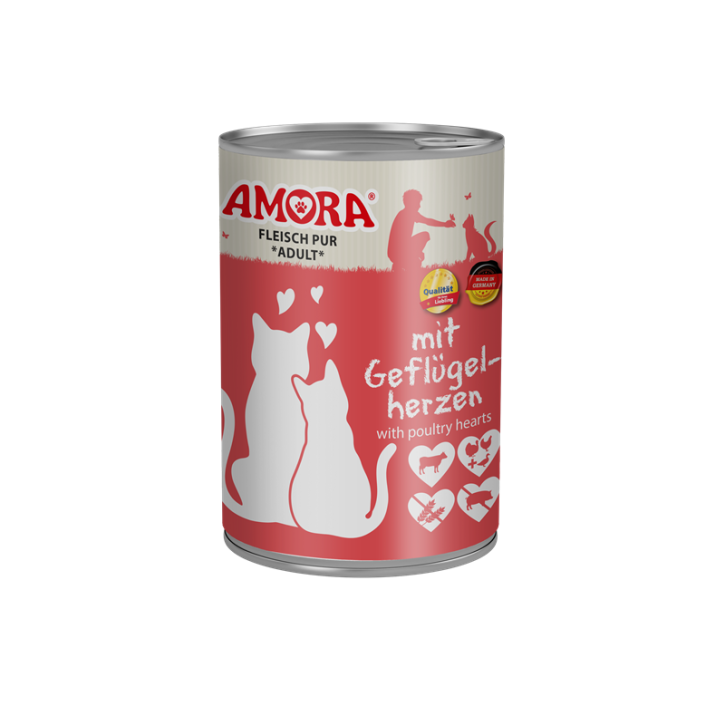 Amora Cat Fleisch Pur Adult mit Geflügelherzen 200 g oder 400 g