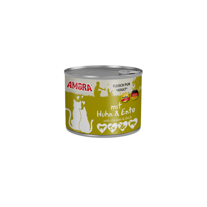 AMORA Cat Fleisch Pur Adult mit Huhn & Ente 6 x 200 g