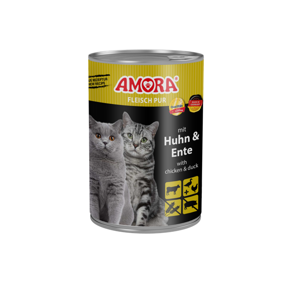 AMORA Cat Fleisch Pur Adult mit Huhn & Ente 6 x 400 g