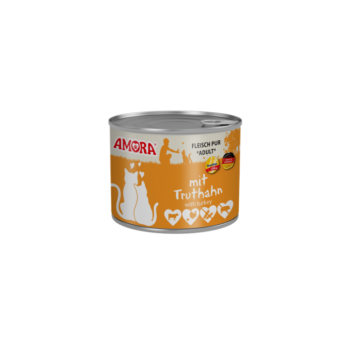 AMORA Cat Fleisch Pur Adult mit Truthahn 6 x 200 g
