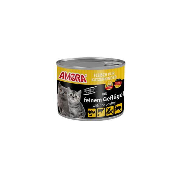 Amora Cat Fleisch Pur Katzenkinder mit feinem Geflügel 6 x 200 g