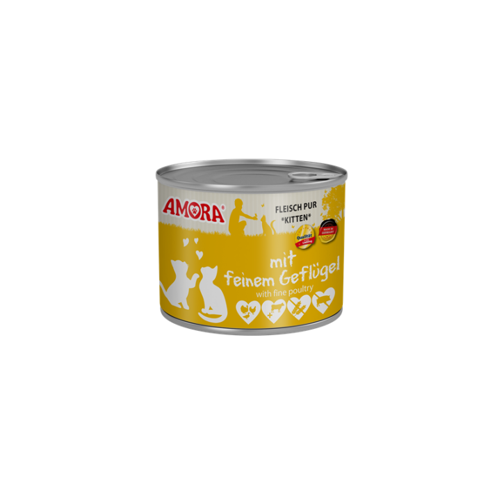 AMORA Cat Fleisch Pur Kitten mit Geflügel 6 x 200 g
