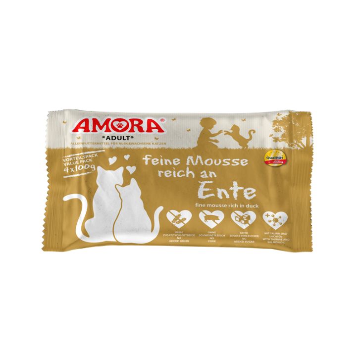 AMORA Cat feine Mousse reich an Ente 40 x 100 g