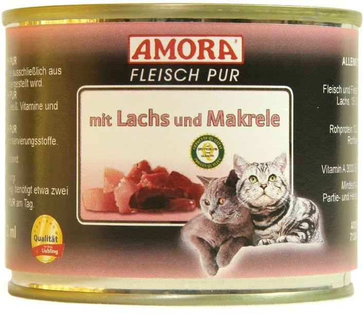 Amora Cat Fleisch Pur Adult mit Lachs & Makrele 6 x 200 g