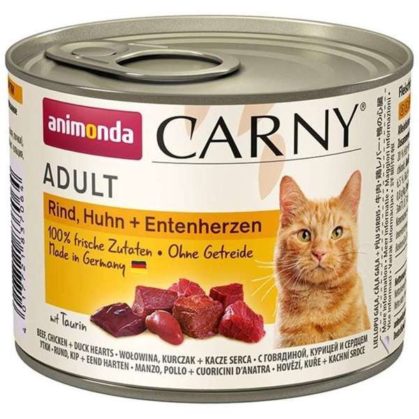 Animonda Cat Carny Adult Rind, Huhn & Entenherzen 12 x 200 g
