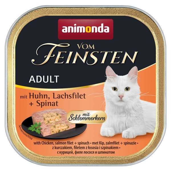Animonda Cat Vom Feinsten Adult Schlemmerkern mit Huhn, Lachsfilet & Spinat 32 x 100 g