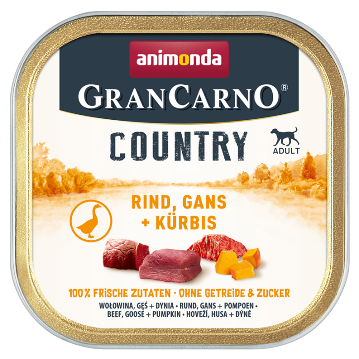 Animonda Dog GranCarno Adult Country Rind, Gans & Kürbis 22 x 150 g