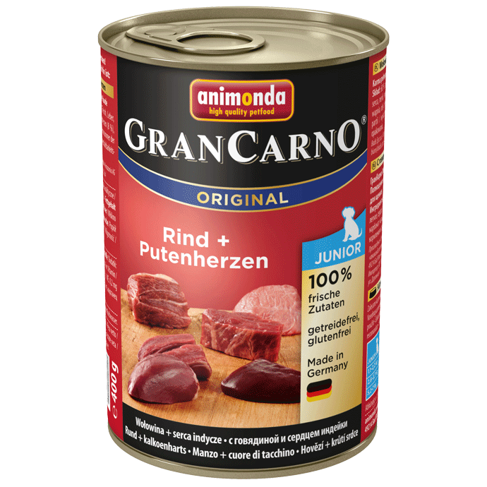 Animonda Dog Gran Carno Original Junior Rind und Putenherz 12 x 400 g