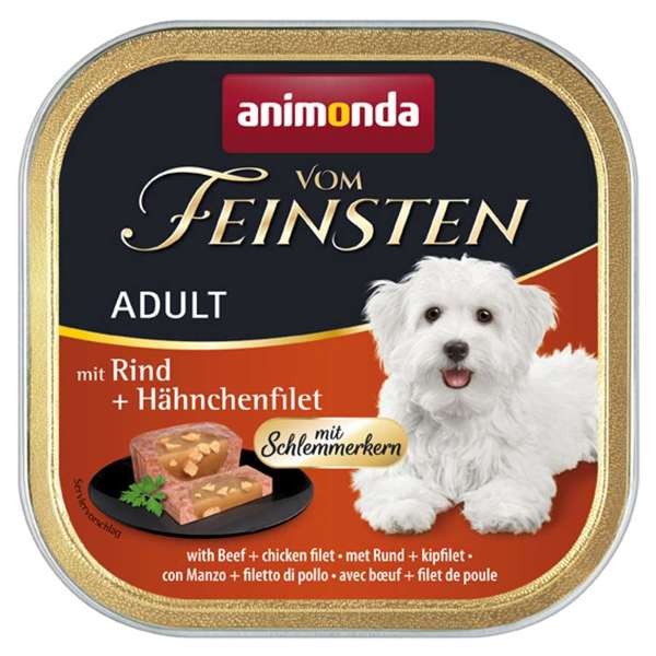 Animonda Dog vom Feinsten Adult Schlemmerkern mit Rind & Hähnchenfilet 22 x 150 g