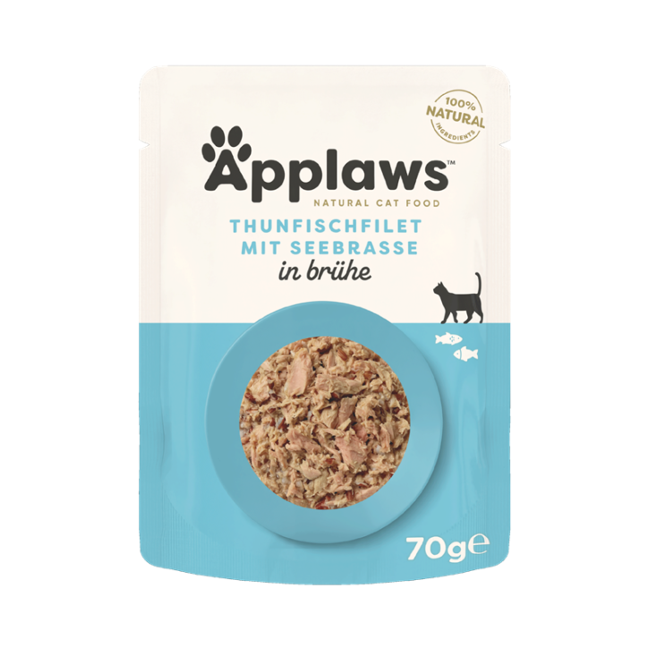 Applaws Cat Thunfischfilet & Seebrasse in Brühe 12 x 70 g