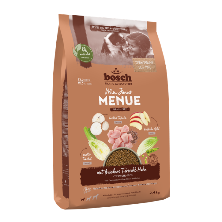 Bosch Dog Menue Mini Junior mit Tierwohl Huhn 2,4 kg