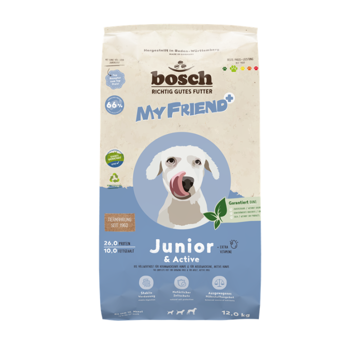 Bosch Dog My Friend+ Junior & Active 12 kg (SPARTIPP: unsere Staffelpreise)