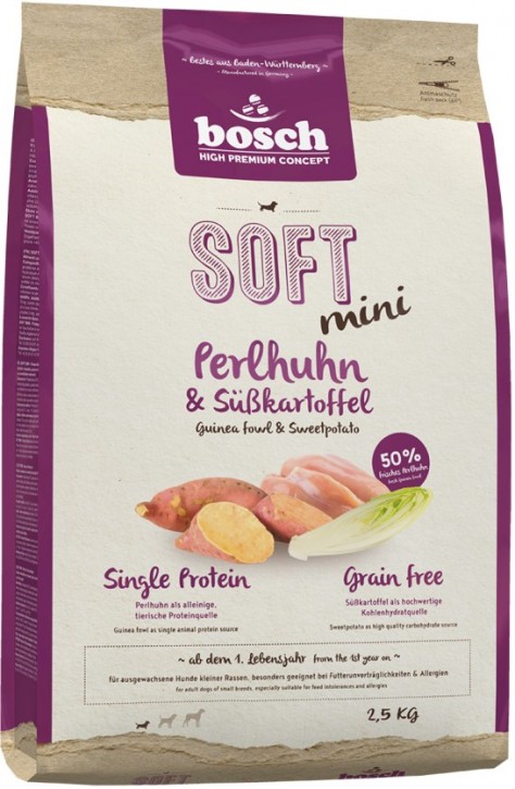 Bosch Soft Mini Perlhuhn & Süßkartoffel 1 kg oder 2,5 kg (SPARTIPP: unsere Staffelpreise)