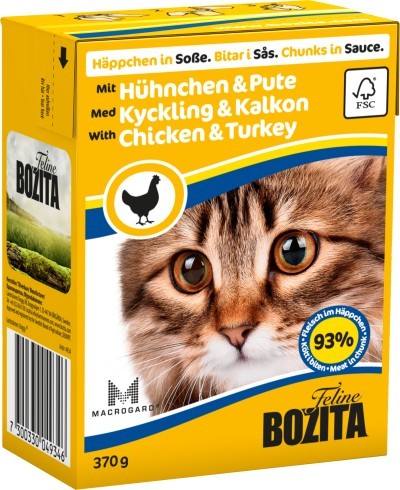 Bozita Cat Häppchen in Soße mit Hühnchen und Pute 16 x 370 g