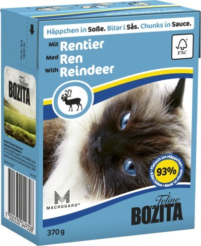 Bozita Cat Häppchen in Soße mit Rentier 16 x 370 g