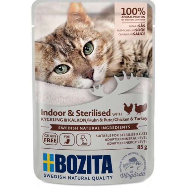 Bozita Cat Indoor & Sterilised Häppchen in Sauce Huhn & Pute 12 x 85 g