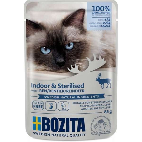 Bozita Cat Indoor & Sterilised Häppchen in Sauce Rentier 12 x 85 g