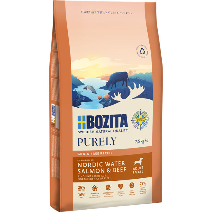 Bozita Dog Purely Adult Small mit Lachs & Rind 2,5 kg oder 7,5 kg (SPARTIPP: unsere Staffelpreise)