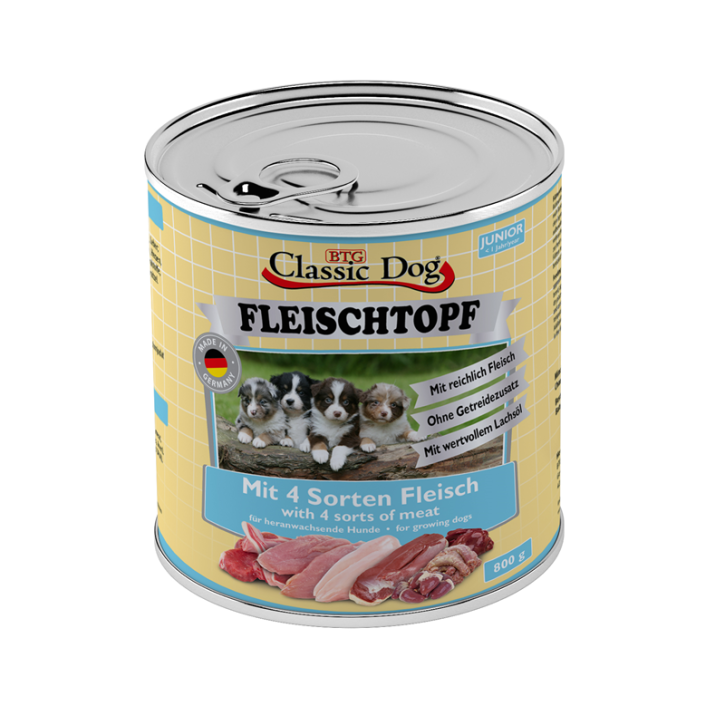 Classic Dog Adult Fleischtopf Junior mit 4 Sorten Fleisch 6 x 800 g