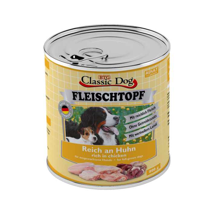 Classic Dog Adult Fleischtopf Pur Reich an Huhn 6 x 800 g