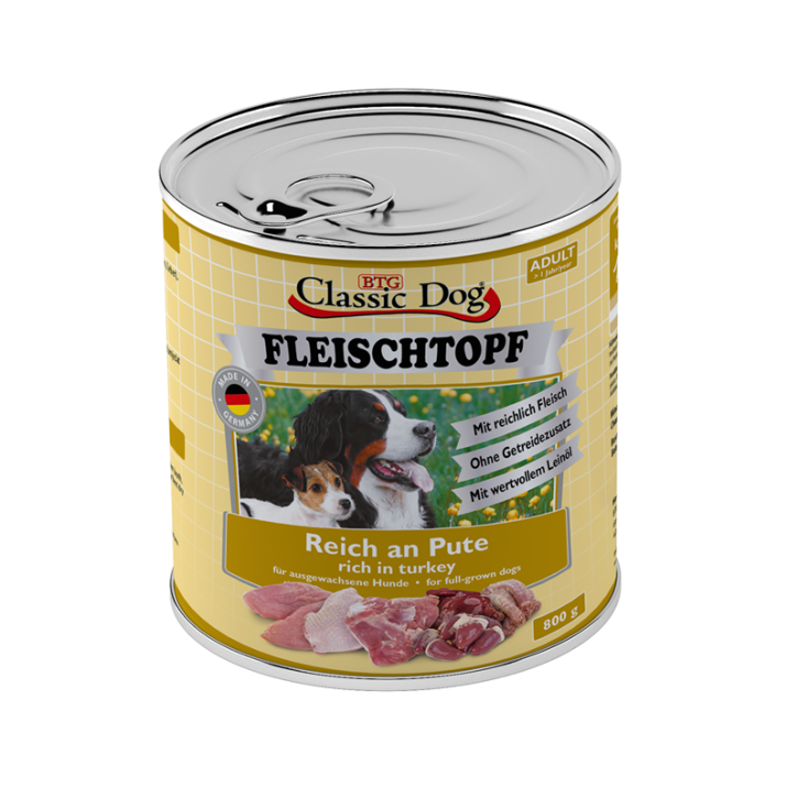 Classic Dog Adult Fleischtopf Pur Reich an Pute 6 x 800 g