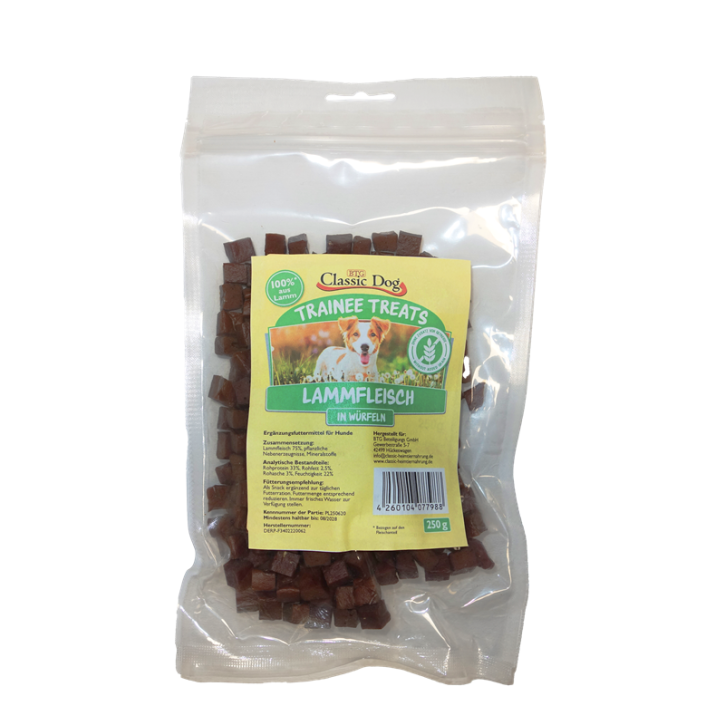 Classic Dog Snack Trainee Treats Lammfleisch in Würfeln 10 x 250g