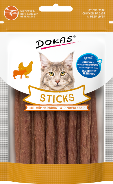 Dokas Cat Snack Sticks mit Hühnerbrust & Rinderleber 10 x 30 g