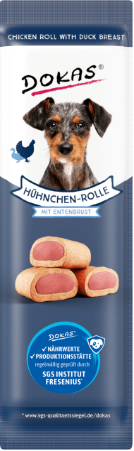Dokas Dog Hühnchen-Rolle mit Ente 32 x 10 g