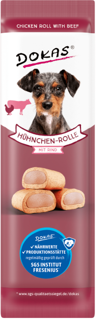 Dokas Dog Hühnchen-Rolle mit Rind 32 x 10 g