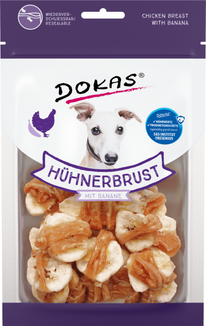 Dokas Dog Hühnerbrustfilet mit Banane 8 x 70 g