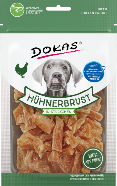 Dokas Dog Hühnerbrust in Stückchen 70 g oder 200 g