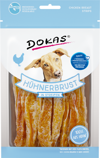 Dokas Dog Hühnerbrust in Streifen 11 x 70 g