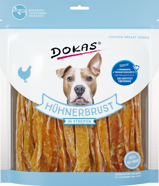 Dokas Dog Hühnerbrust in Streifen 5 x 500 g