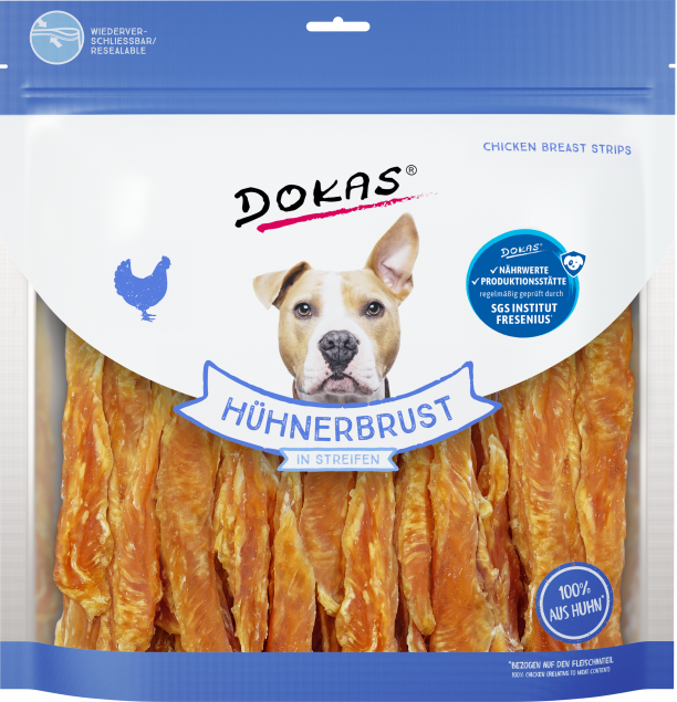 Dokas Dog Hühnerbrust in Streifen 4 x 900 g