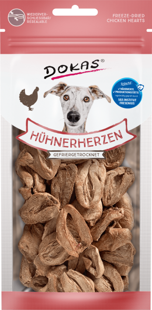 Dokas Dog Hühnerherzen gefriergetrocknet 8 x 22 g