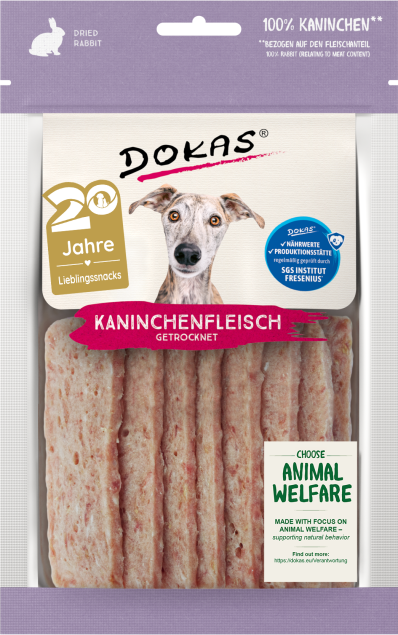 Dokas Dog Kaninchenfleisch getrocknet 12 x 70 g