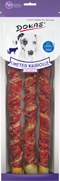 Dokas Dog Kaurolle aus Rinderhaut mit Ente 8 x 315 g